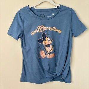Disney World Parks 50th Anniversary Mickey Shimmer Blue T-Shirt Size XS